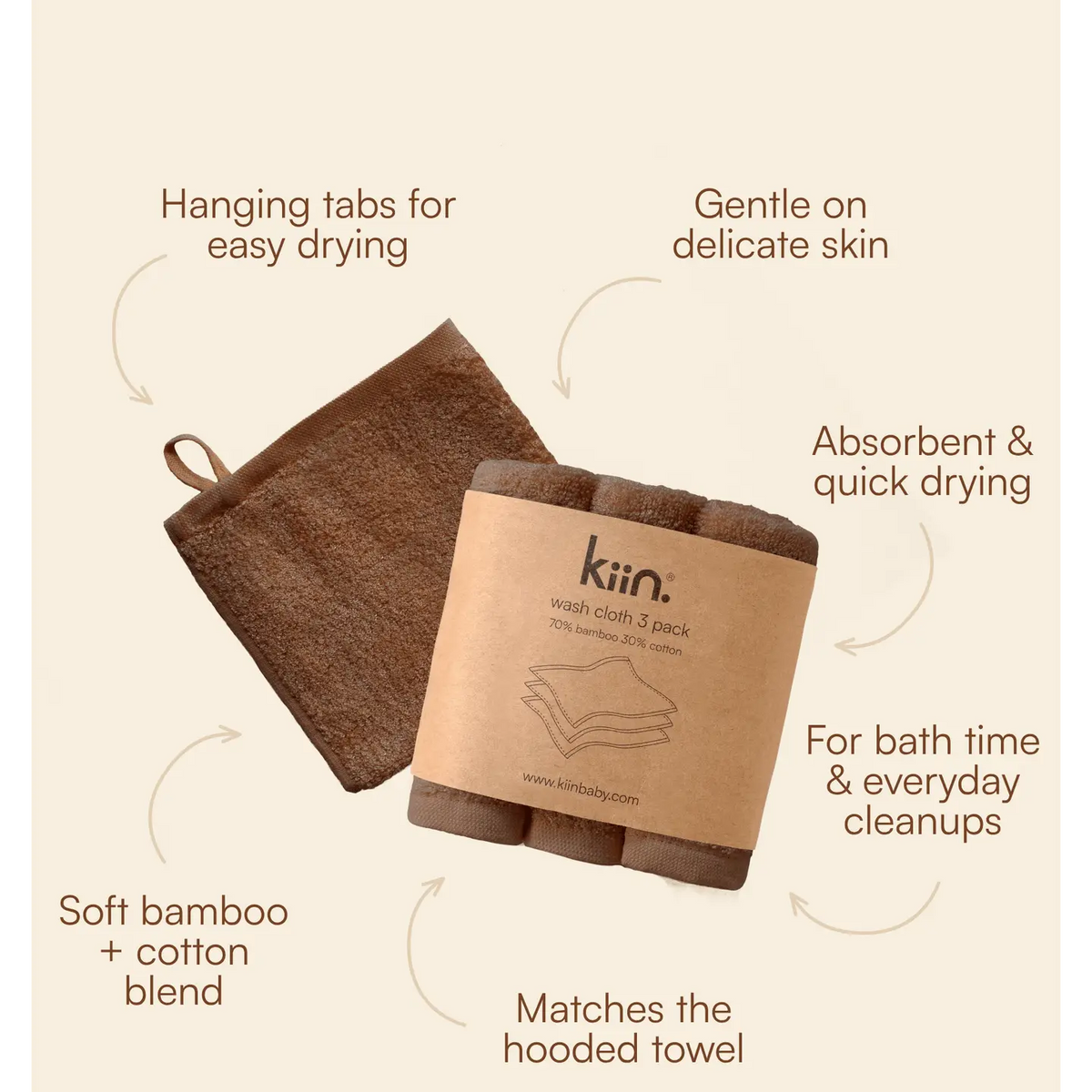 Wash Cloths 3 Pack | Chocolate