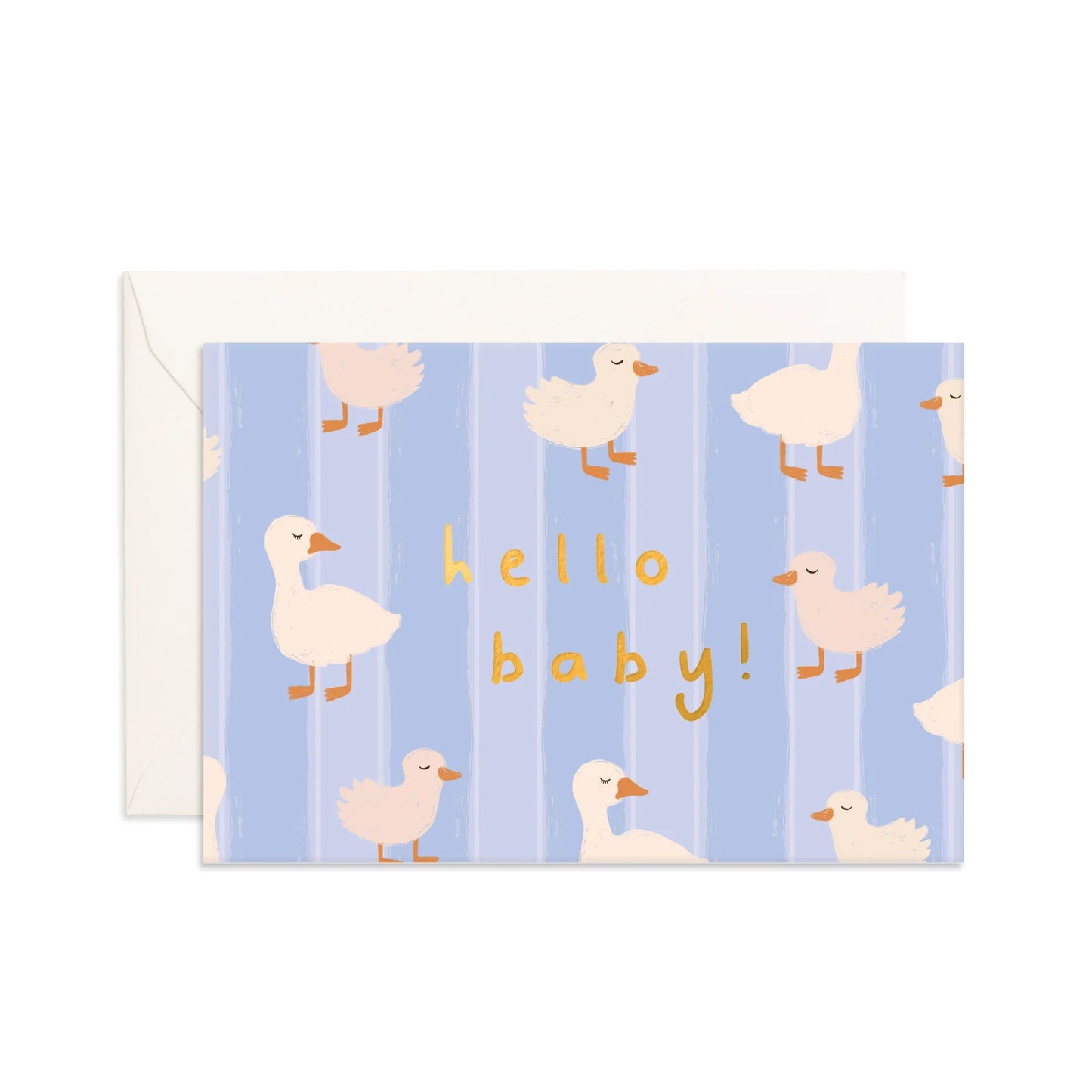 Hello Baby Ducks Blue | Mini Greeting Card