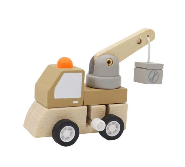 Wooden Wind Up Construction Trucks