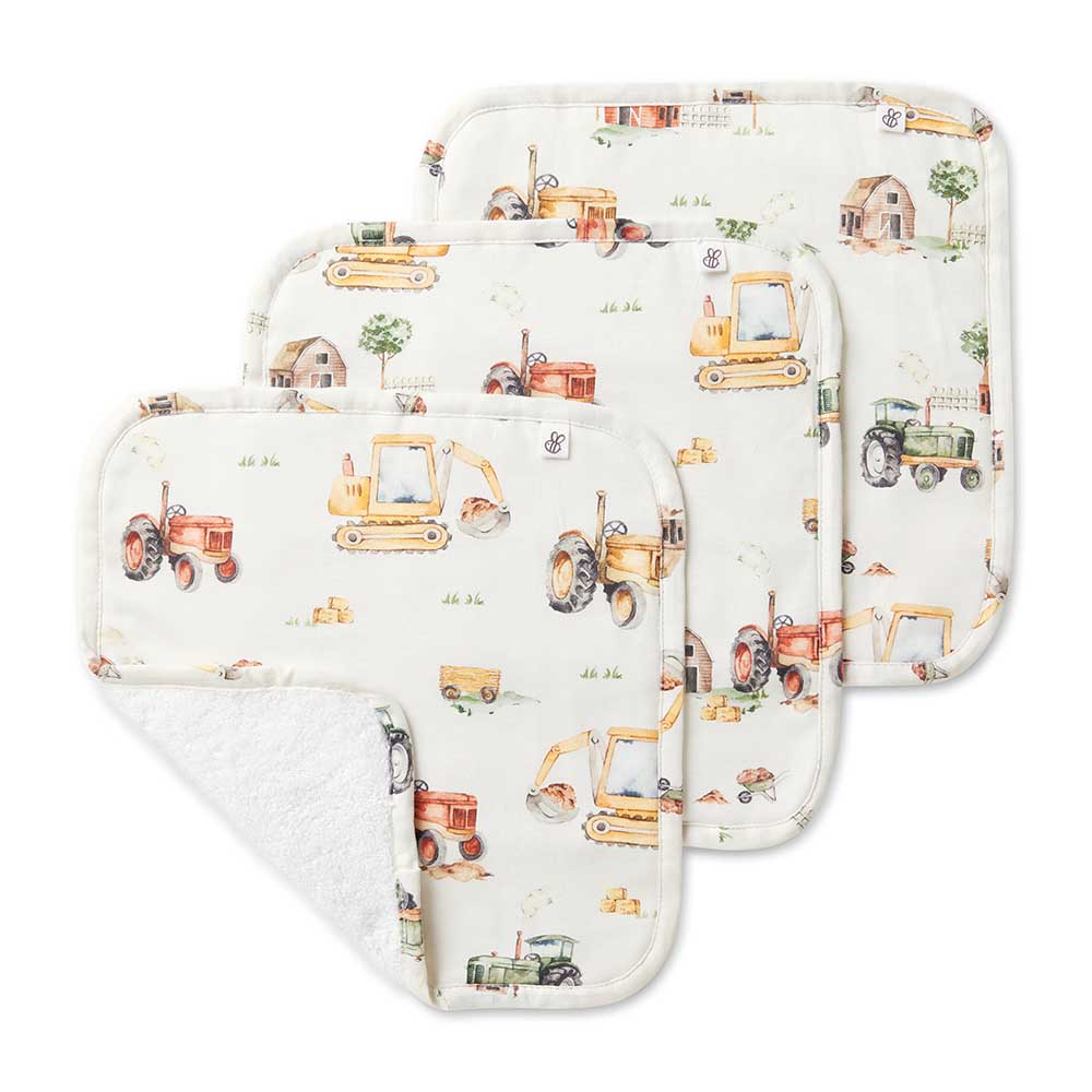 Diggers & Tractors | Wash Cloths - 3 Pack