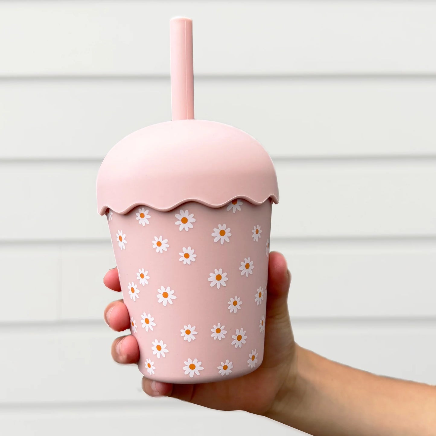 Pink Daisy | Mini Smoothie Cup & Straw 200ml
