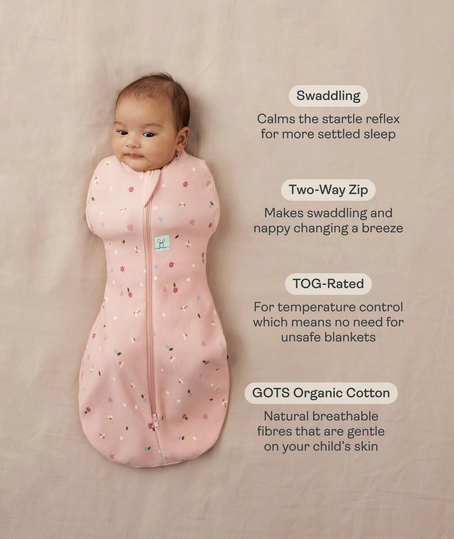 Cocoon Swaddle Bag | TOG: 0.2- OATMEAL MARLE