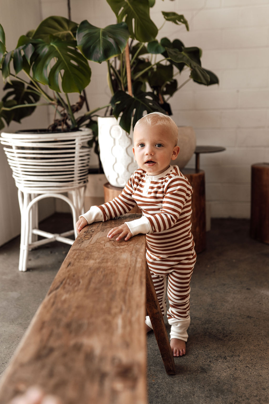 Biscuit Stripe Growsuit