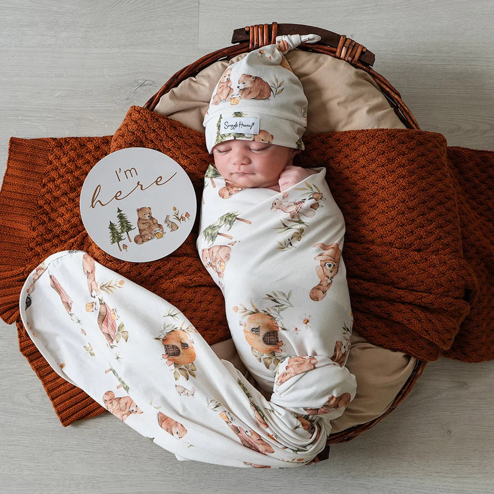 Bears | Baby Jersey Wrap & Beanie Set