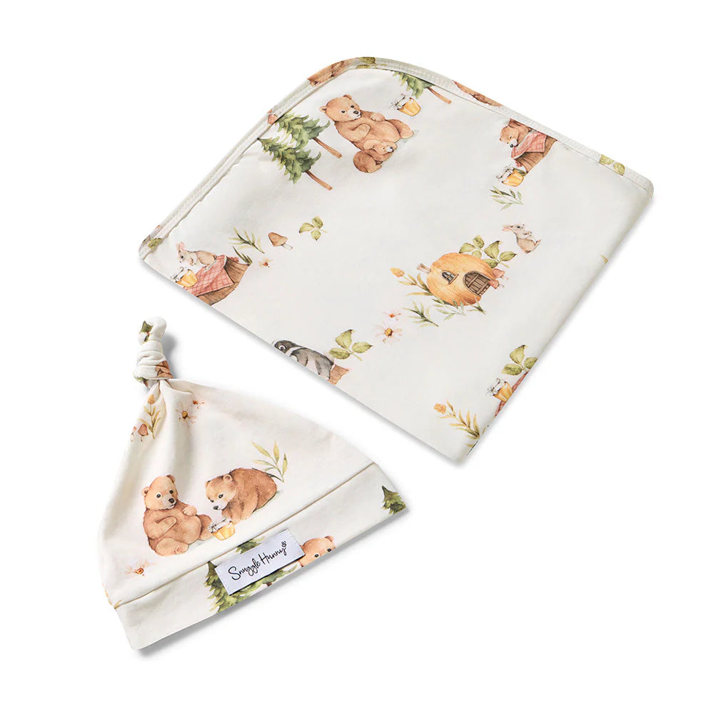 Bears | Baby Jersey Wrap & Beanie Set