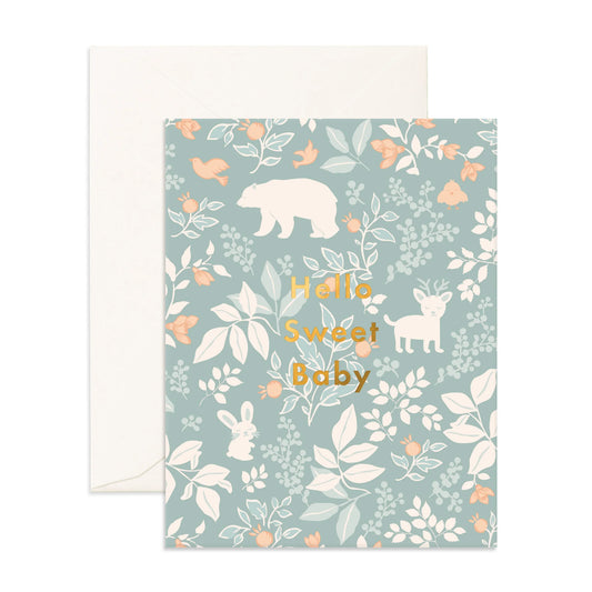 Hello Sweet Baby- Sage| Greeting Card