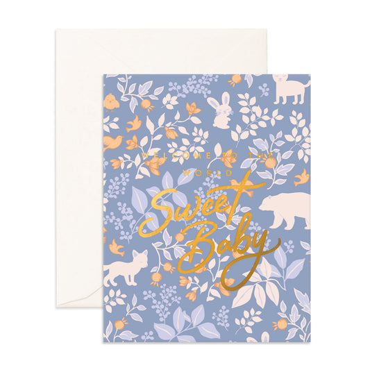 Welcome Sweet Baby- Cornflower| Greeting Card|