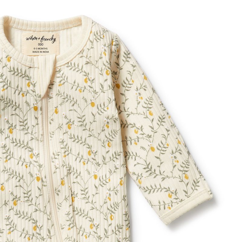 Lemon Leaf | Zipsuit With Feet