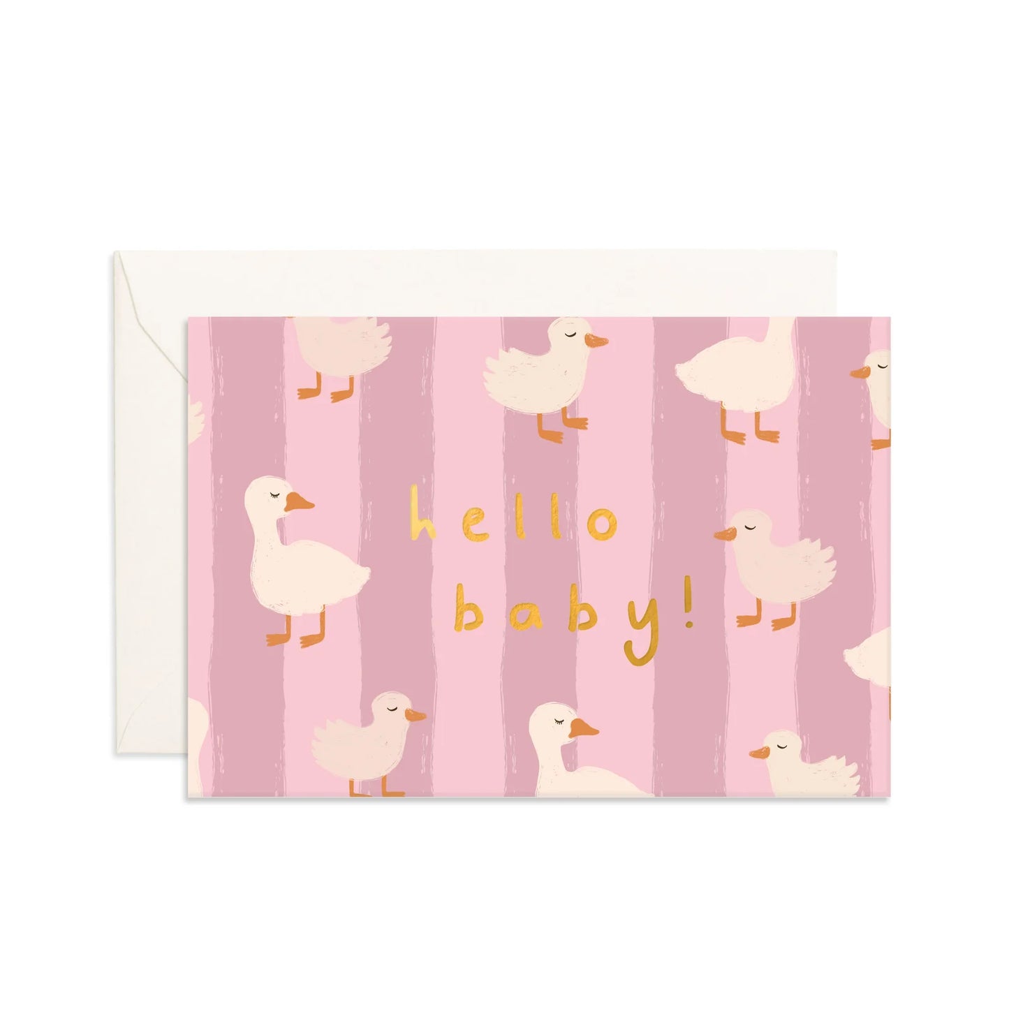 Hello Baby Ducks Pink | Mini Greeting Card