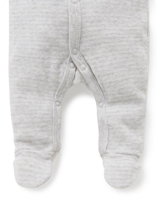 Premi Velour Growsuit | Pale Grey Stripe