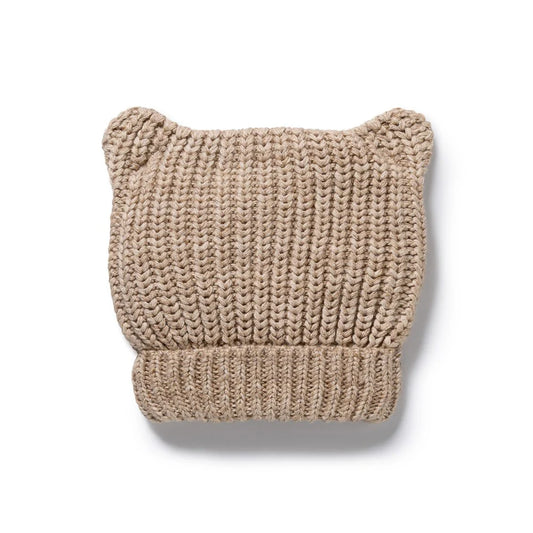SANDSTONE ORGANIC KNITTED BEAR HAT