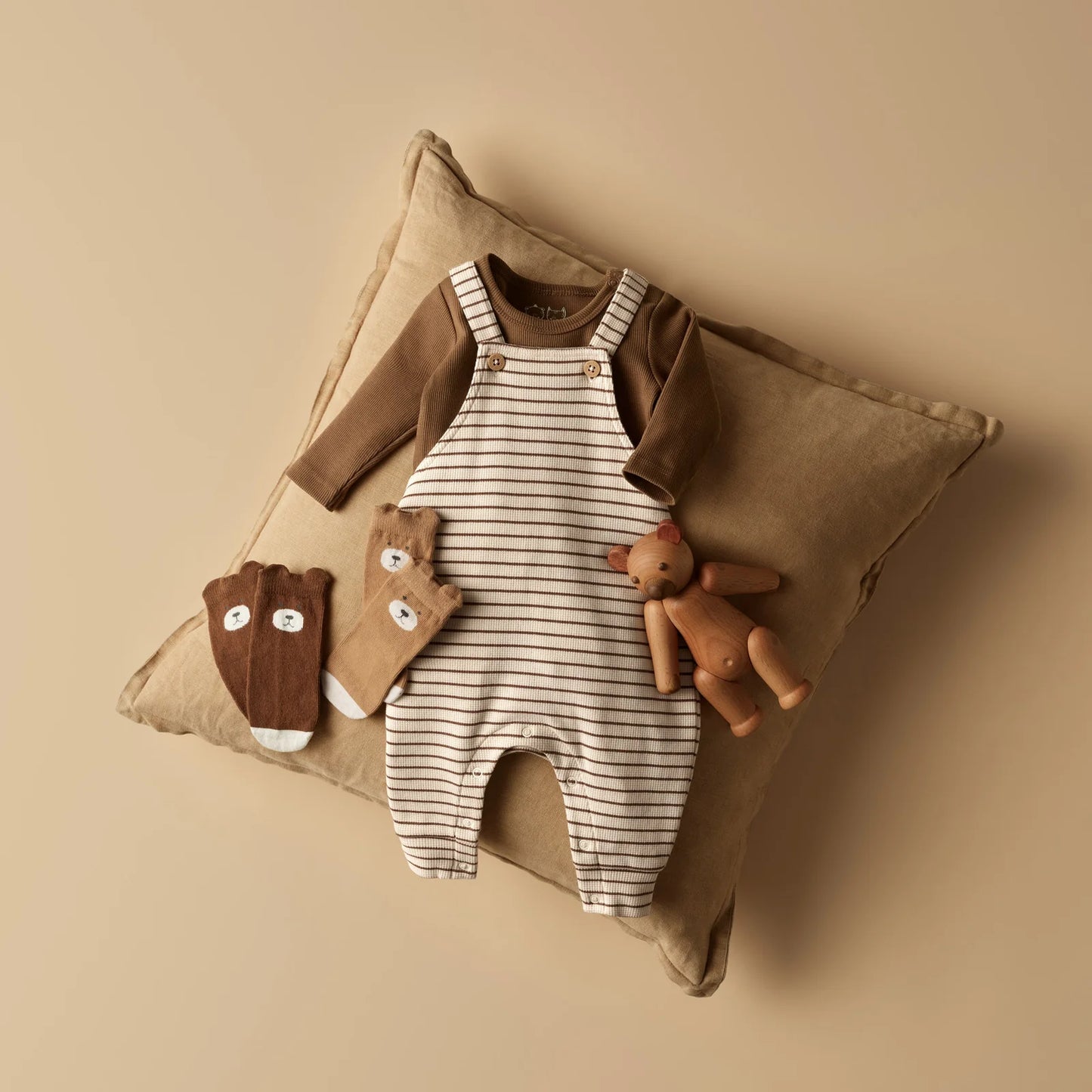 NUTMEG STRIPE | ORGANIC WAFFLE OVERALL