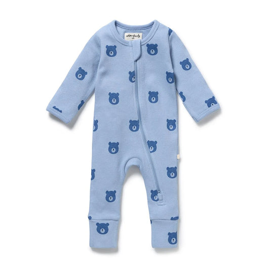 BEAR HUGS ORGANIC WAFFLE ZIPSUIT