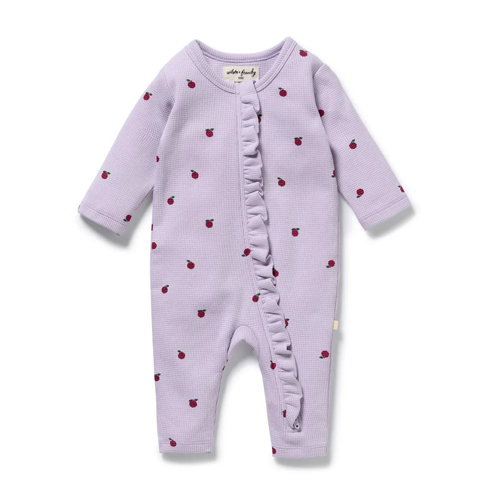 Berry Plums | Organic Waffle Ruffle Zipsuit