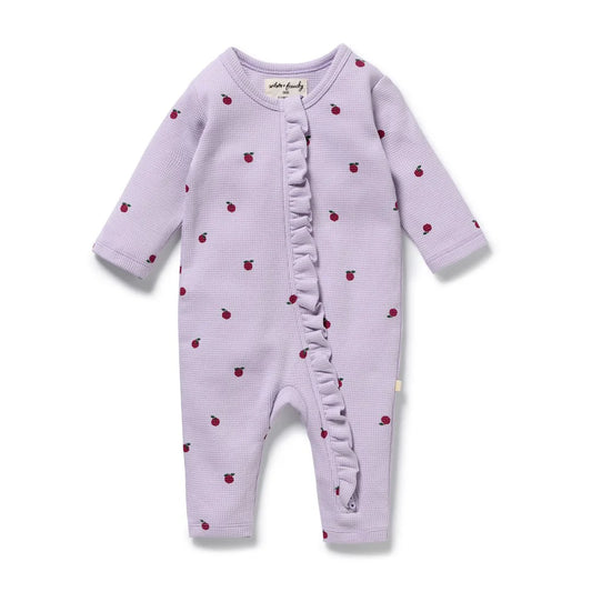 Berry Plums | Organic Waffle Ruffle Zipsuit