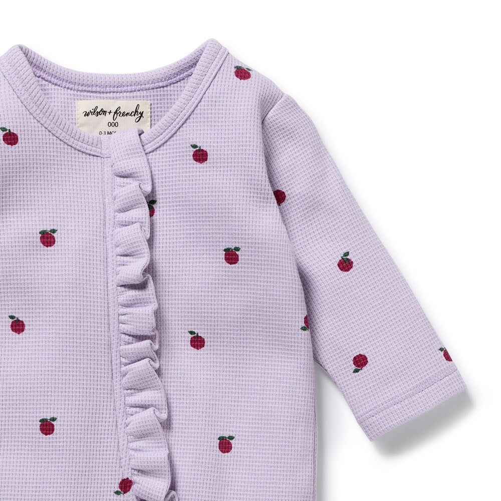 Berry Plums | Organic Waffle Ruffle Zipsuit
