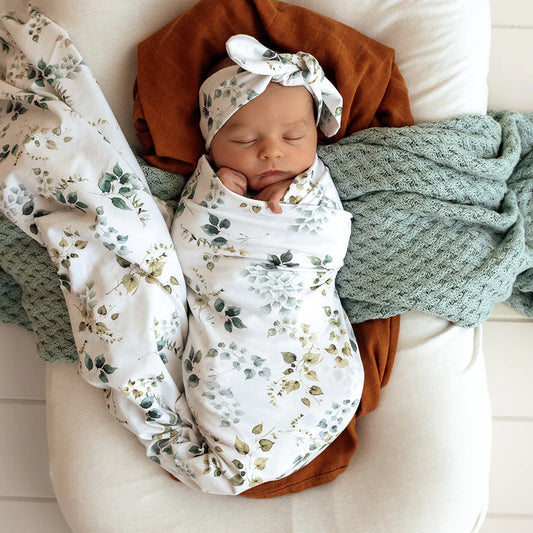 Eden | Baby Jersey wrap & Topknot Set