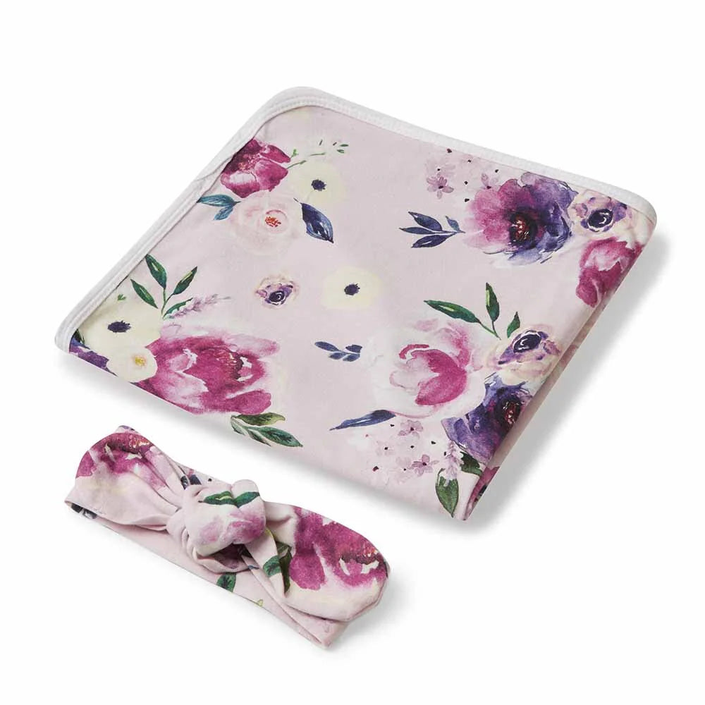 Floral Kiss | Baby Jersey Wrap & Topknot Set