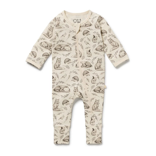 FOXGLOVE FOREST | ORGANIC ZIPSUIT WITH FEET