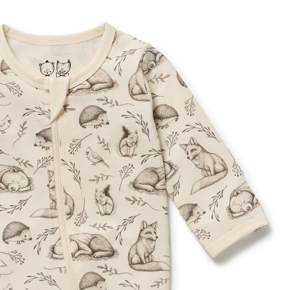 FOXGLOVE FOREST | ORGANIC ZIPSUIT WITH FEET