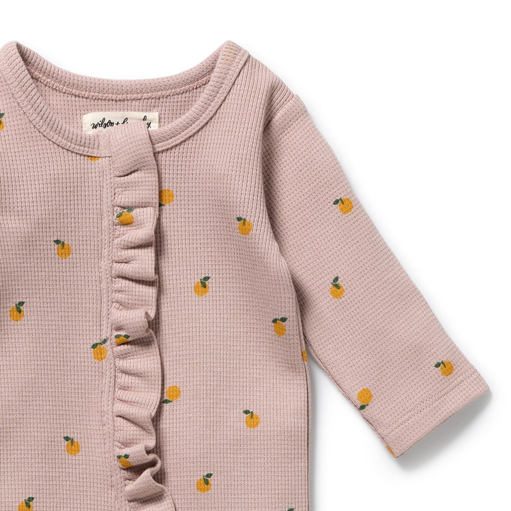 MINI MANDO | ORGANIC WAFFLE RUFFLE ZIPSUIT