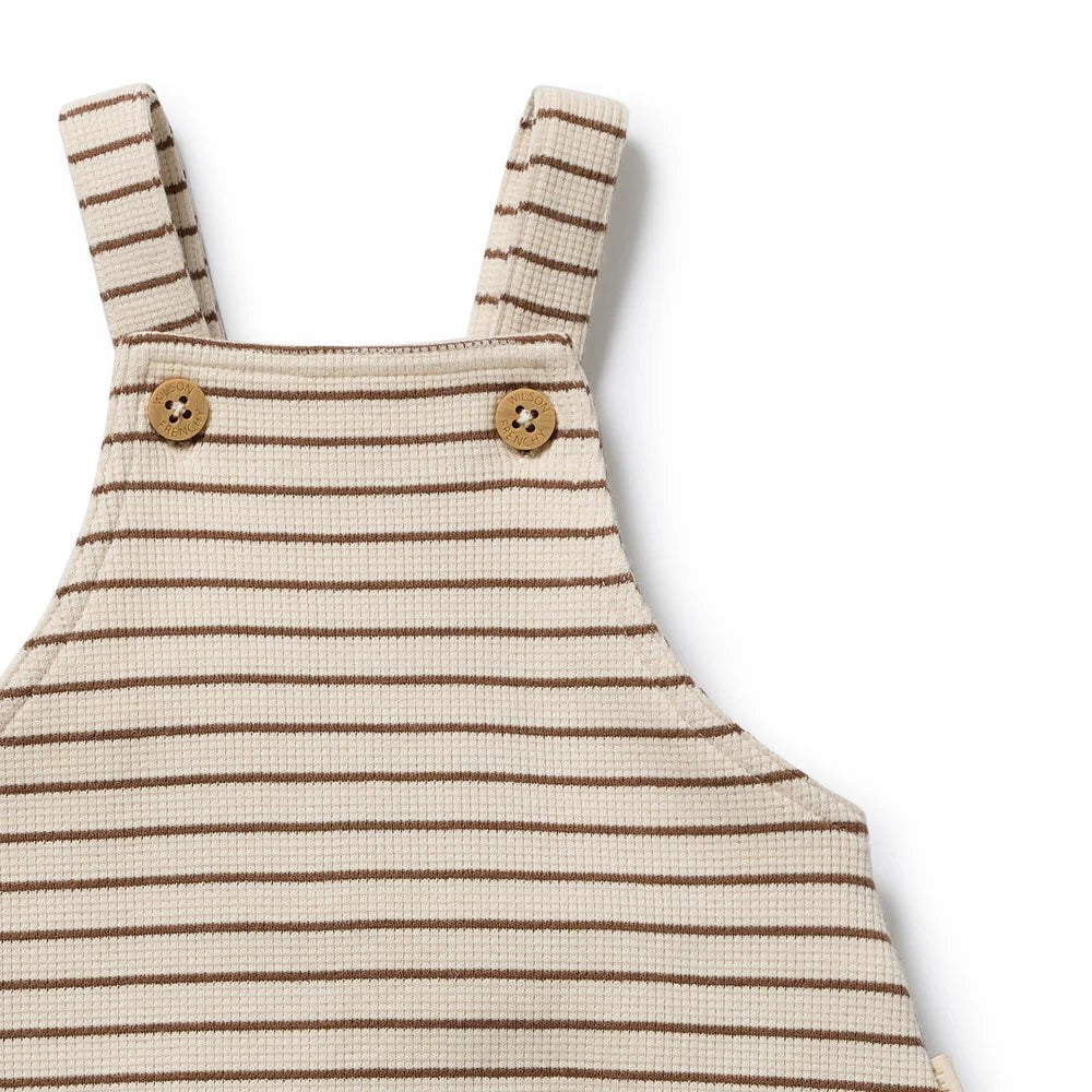 NUTMEG STRIPE | ORGANIC WAFFLE OVERALL