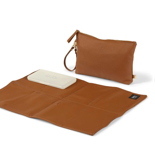 Nappy Changing Pouch- Chestnut Brown Faux Leather