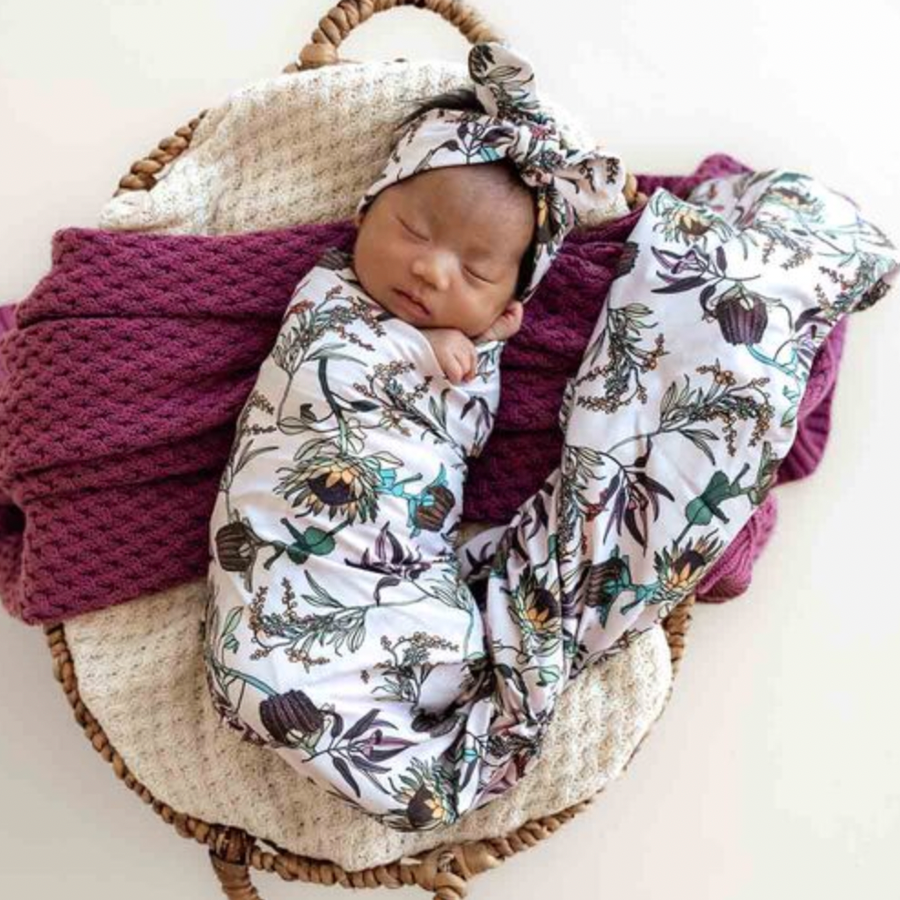 Banksia Baby Jersey Wrap & Topknot Set