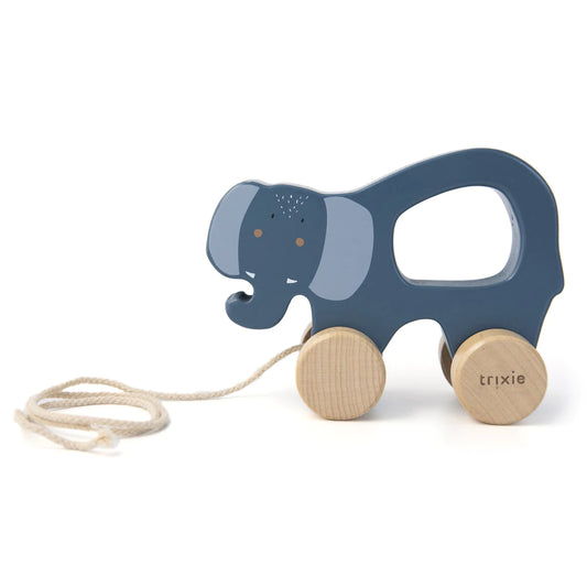 Wooden Pull Along Toy Mrs Elephant
