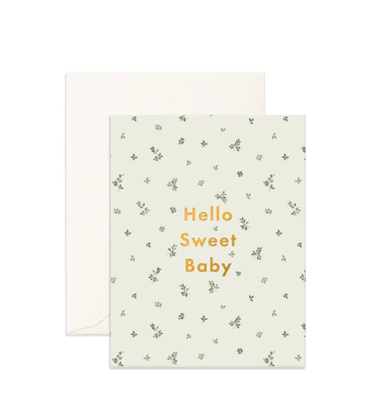 Hello Sweet Baby Broderie Greeting Card