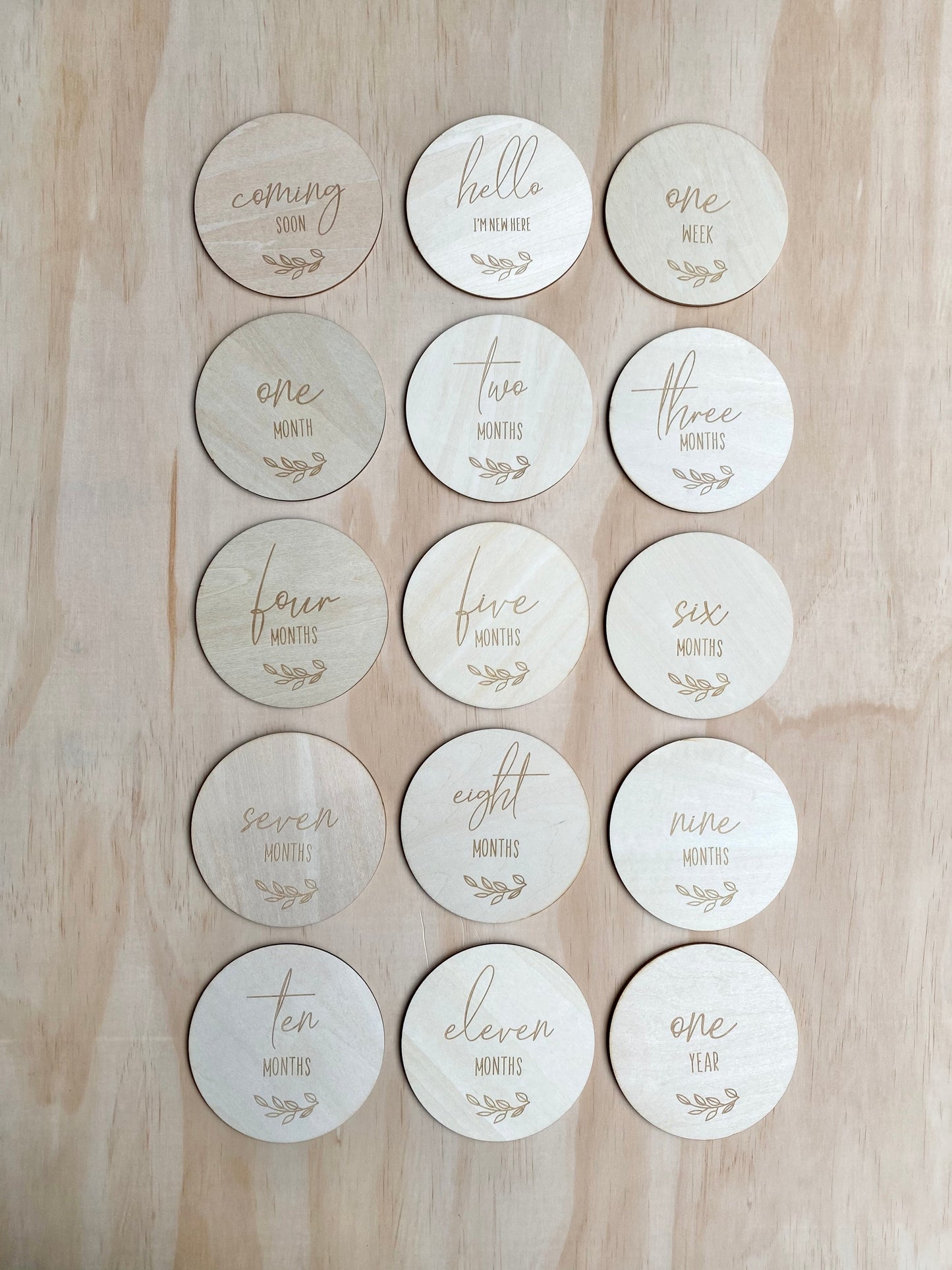 Set Of 15 Wooden Milestone Discs