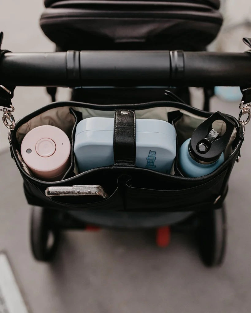 Faux Leather Pram Organiser Caddy - Black